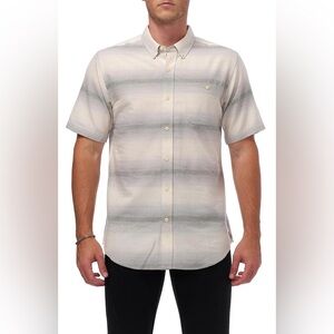 Ezekiel Men’s Deck Short Sleeve Cotton Button Up Shirt White/Grey Size XL